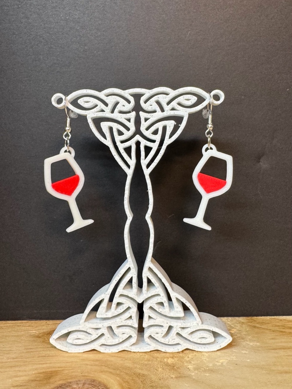 Handcrafted Red Wine Glass Dangle Earrings